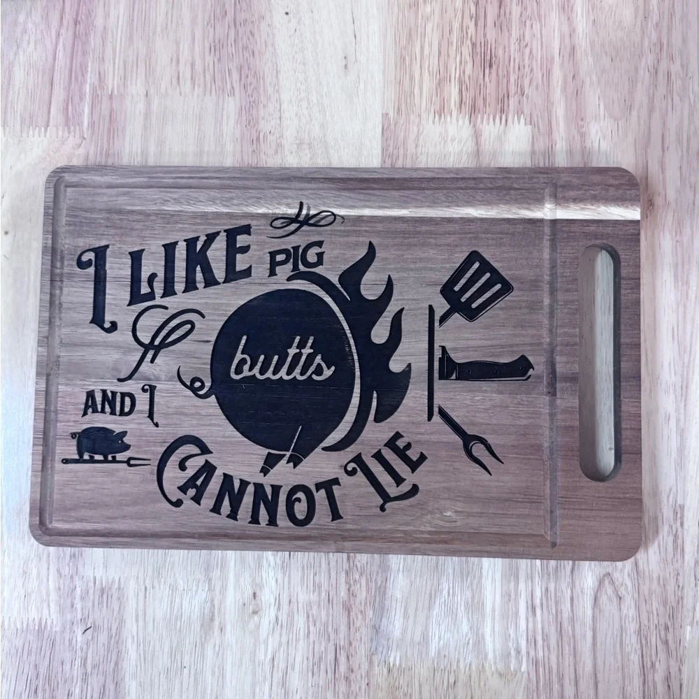 2/$50 BBQ Pig Butts Engraved Cutting Board – Acacia Wood 12” x 8” - Picture 2 of 5